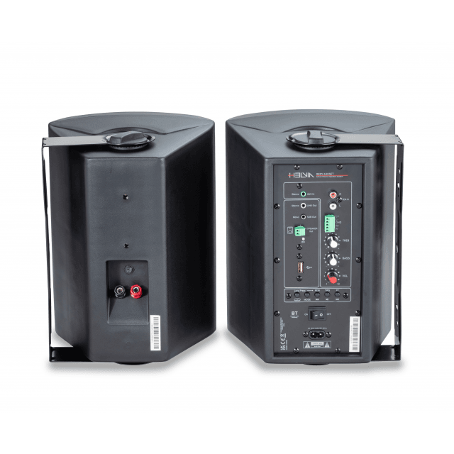 Wall-Mount 2-Way Active+Passive Speaker Set - Black