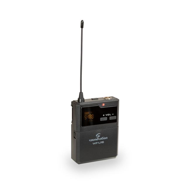 Sistema wireless compatto UHF doppio con 2x16 canali, 1 Mic. Palmare & 1 Trasm. Tascabile - 521.4-549.6MHz
