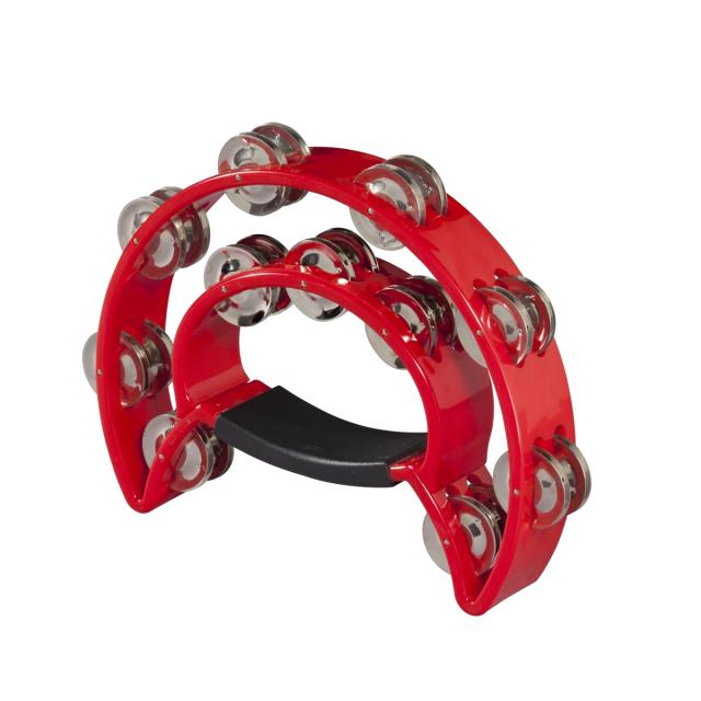 ABS half moon tambourin featuring 22 pairs of jingles (Red)
