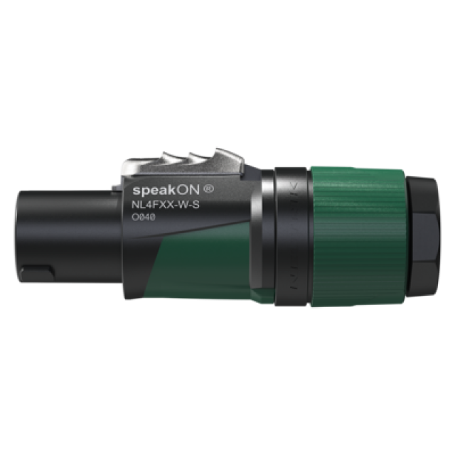4 pole speakON cable connector, screw terminal assembly, chuck type strain relief for cable 6 to 12 mm