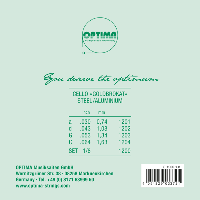 SET OPTIMA GOLDBROKAT G 1200 1/8  CELLO 1/8