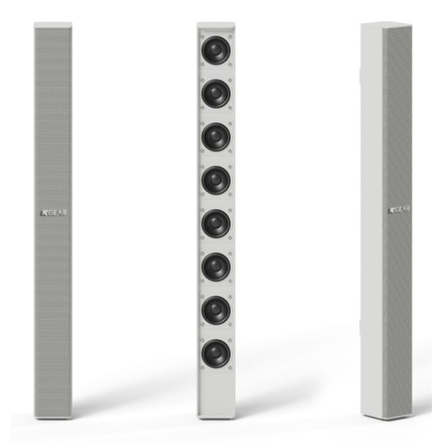 Ultra-compact 8x2" line array column active speaker (white)