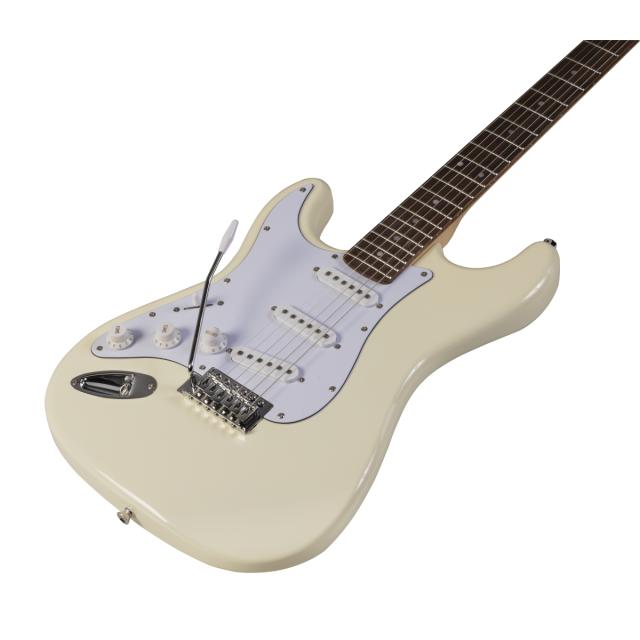 Left handed double cutaway electric guitar with 3 single coils