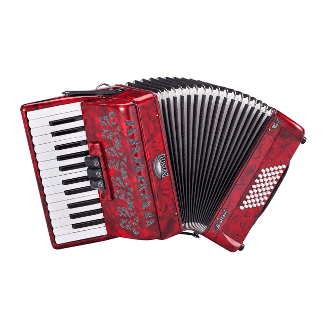 48 bass 26 keys accordion red perloid