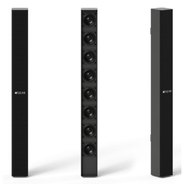 Ultra-compact 8x2" line array column speaker with built-in transformer (black)