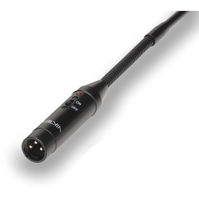 Microfono a collo d'oca cardioide con interruttore - lunghezza 55 cm, Nero