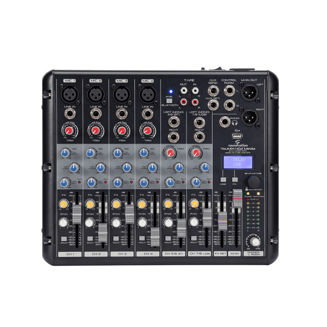 Mixer Professionale 8-Canali con Lettore MP3, connessione BT e Multieffetto