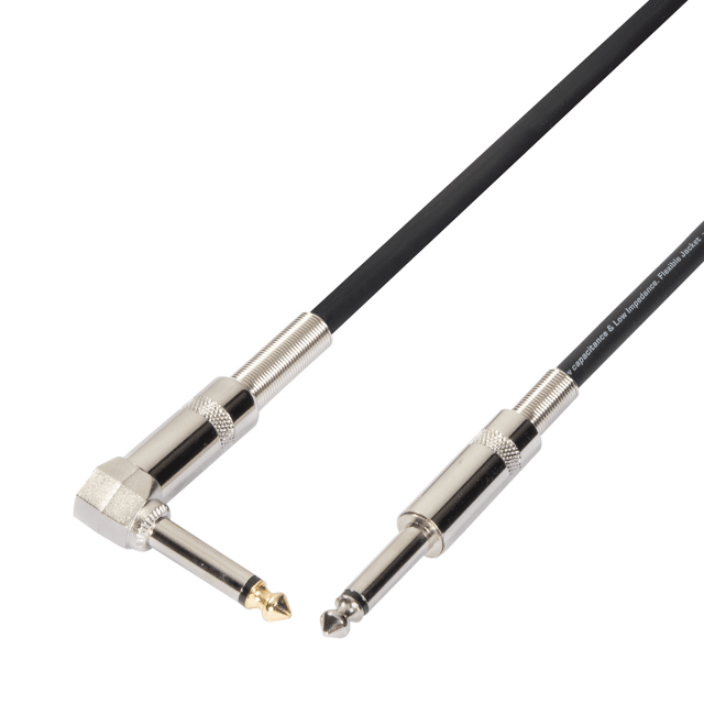 Unbalanced instrument cable 6.3mm Jack MONO - 6.3mm angled Jack MONO / 6mt