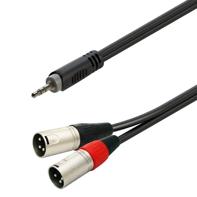 Cavo adattatore a Y bilanciato 3.5mm Jack maschio STEREO - 2xXLR 3P maschio / 3mt