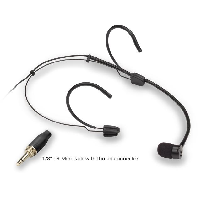 Mic. ad Archetto Cardioide, mini-Jack TS da 1/8" con avvitatura, Nero