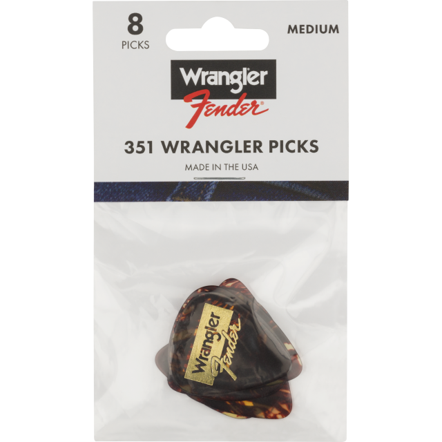 Fender® and Wrangler® Picks, 351 Shape, Tortoiseshell, (8pcs)