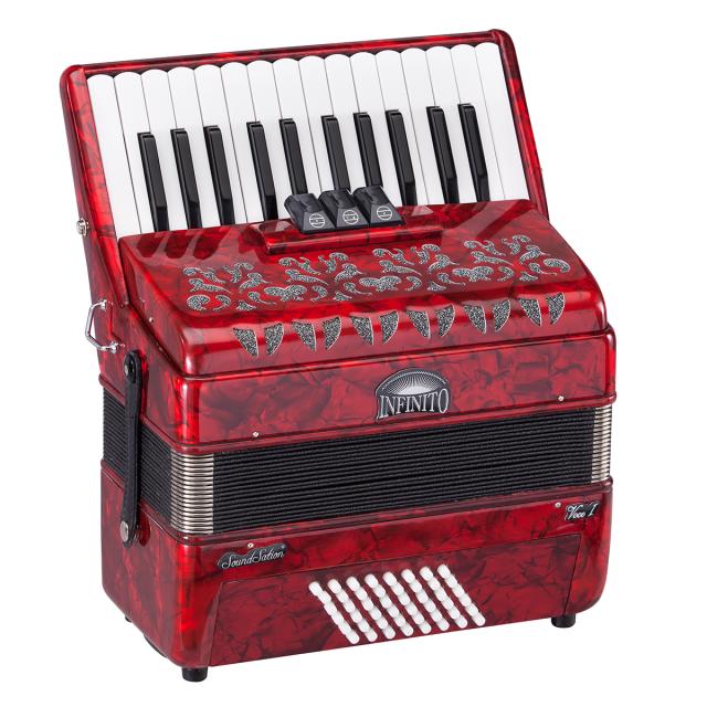 Fisarmonica 48 bassi 26 tasti rossa