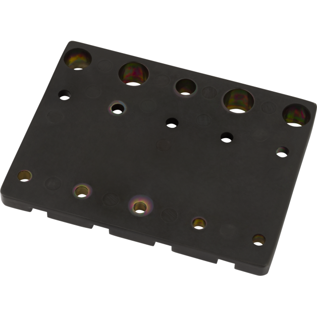 Ponte Fender HiMass 4-String Bass Bridge Assembly With Zinc Saddles, Black 0994407400