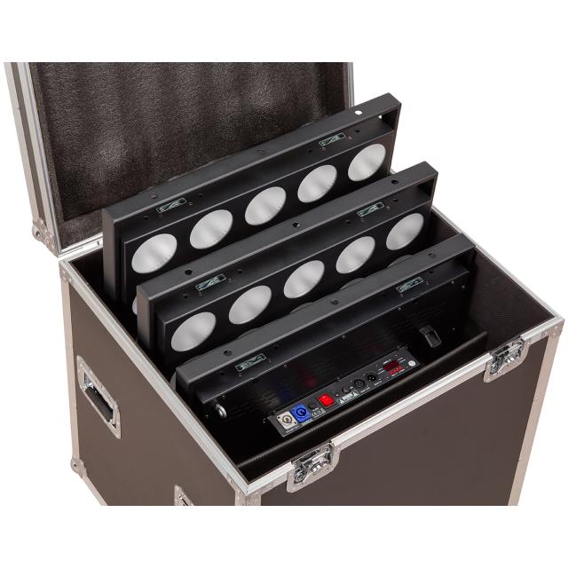 Set of 4x slim 25x10W RGBW blinders with Flight case