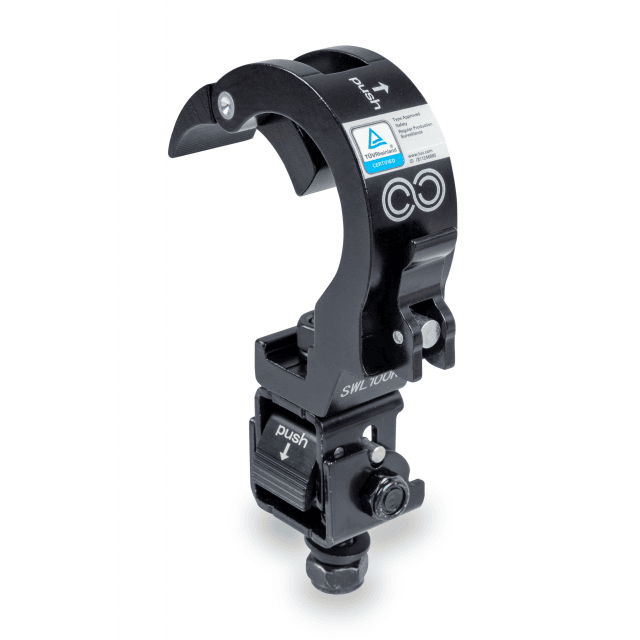 BLACK ALUMINIUM FOLDING CLAMP 48-50 MM AUTOMATIC RELEASE 100 KG