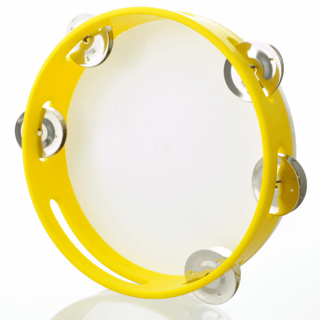 Tamburine with jingles in PVC and synthetic head - medium size