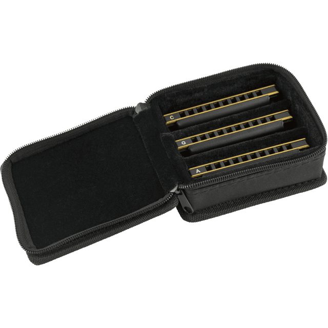Blues DeVille Harmonica, Pack of 3, with Case