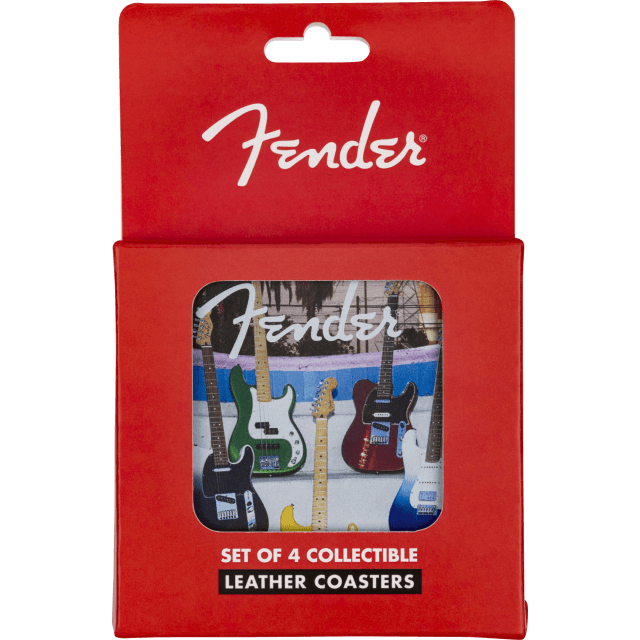 Fender™ Guitars Coasters, 4-Pack, Multi-Color Leather