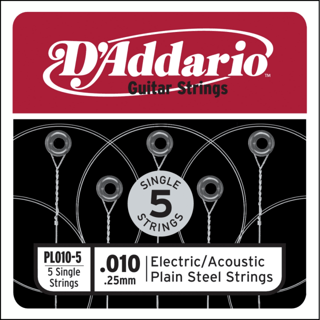 5-string Plain Steel Guitar Single String, .0105