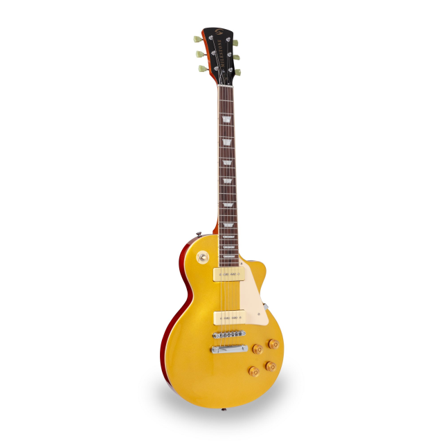 Chitarra elettrica cutaway arch top con humbucker stile P-90 e manico set-in