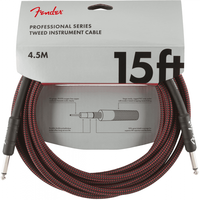 Professional Series Instrument Cable 15' Red Tweed