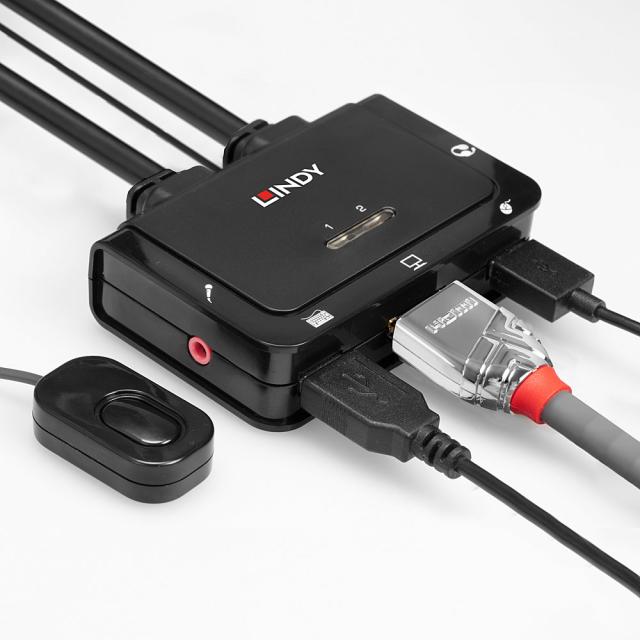 2 Port HDMI 4K60, USB 2.0 & Audio Cable KVM Switch
