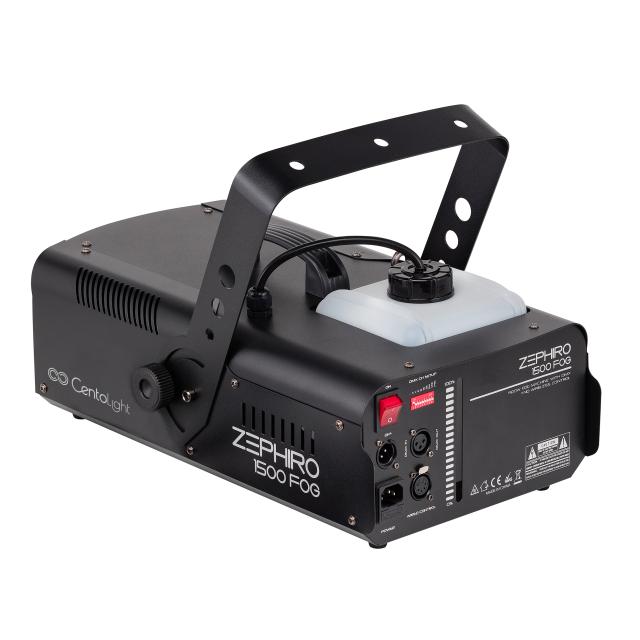 Potente macchina da fumo con interfaccia DMX, comando a filo e radiocomando.