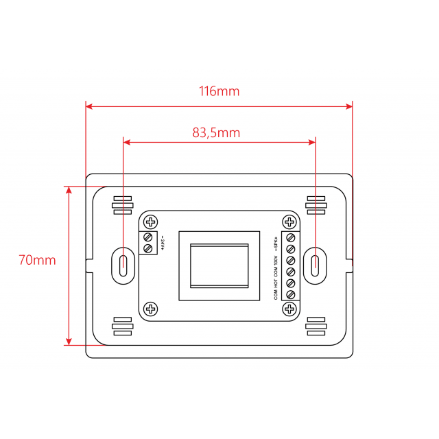 Attenuatore di volume da 30W per diffusori a 70-100V, 11 posizioni + Off, con linea aux. e comando di allarme a 24V