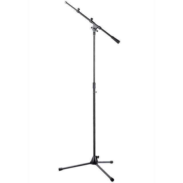 Microphone boom stand with tripod base and metal joints