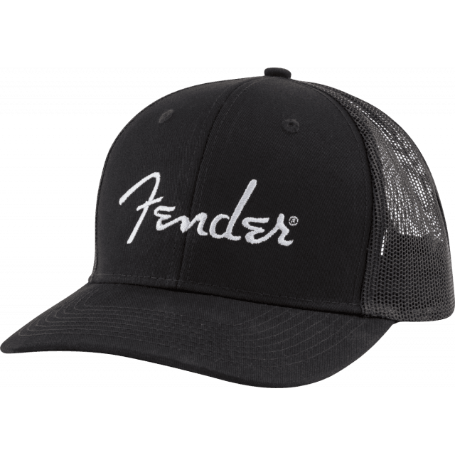 Fender Silver Logo Snapback Hat, Black, One Size Fits Most