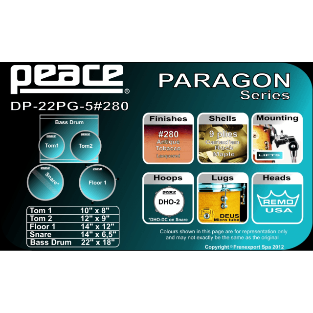 Drum Set 5 pcs in Acero Canadese con finiture laccate speciali