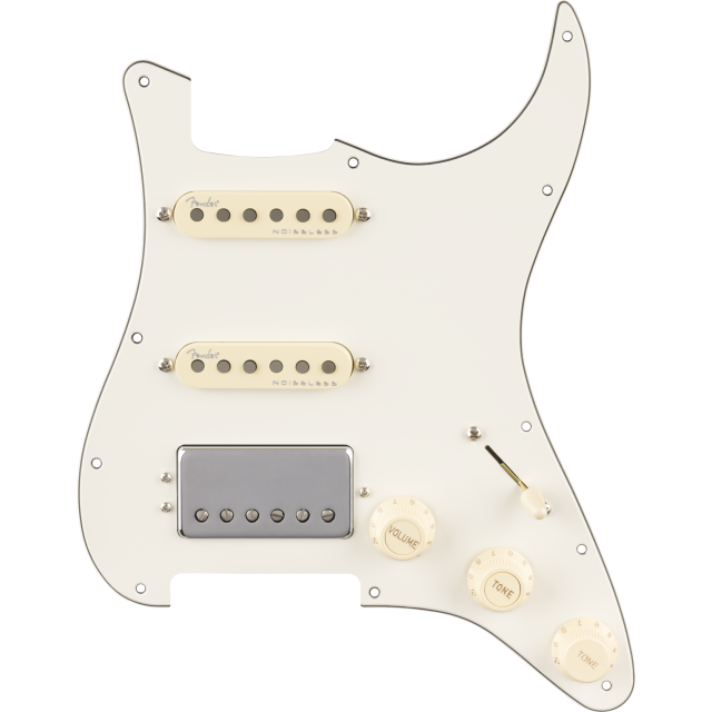 Pre-Wired Strat® Pickguard, Quadra Tap™/Ultra Noiseless™ HSS, Parchment 11 Hole PG
