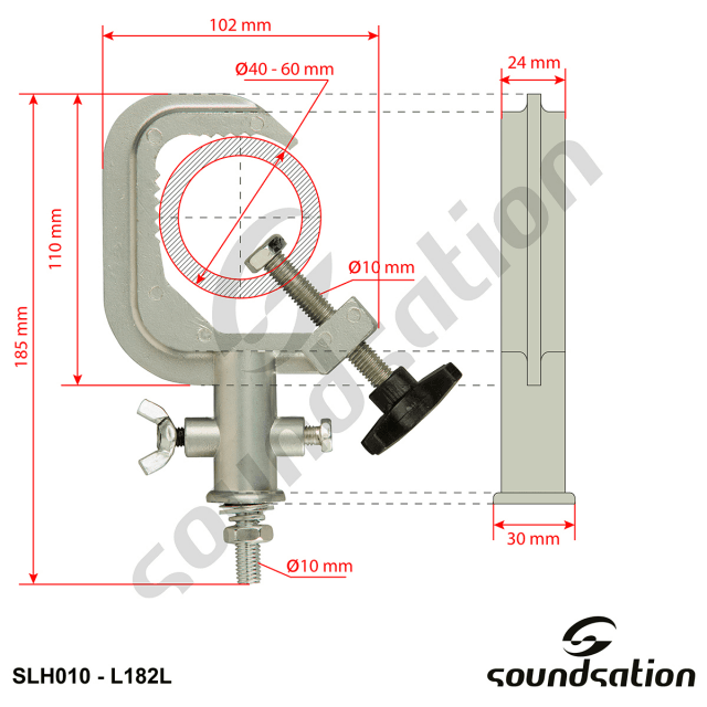 Aluminum Pipe Clamp from 40 to 60 mm pipe diameter