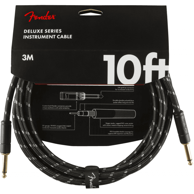 Deluxe Series Instrument Cable Straight/Straight 10' Black Tweed