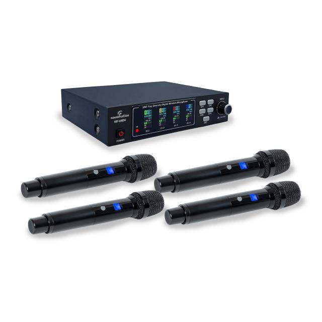 Sistema wireless UHF True Diversity a 4 canali – 4 microfoni palmari A1 (516-558 MHz)