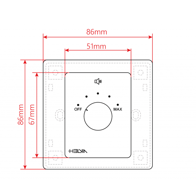 5W Volume attenuator for 70-100V speakers, 4 Positions + Off