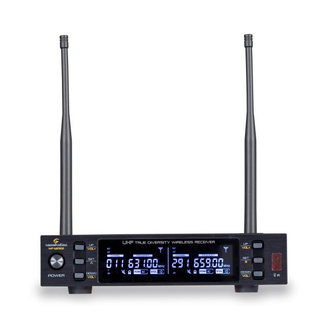 Radiomicrofono True Diversity con 1 Microfono gelato e 1 trasmettitore tascabile più archetto 630-660MHz