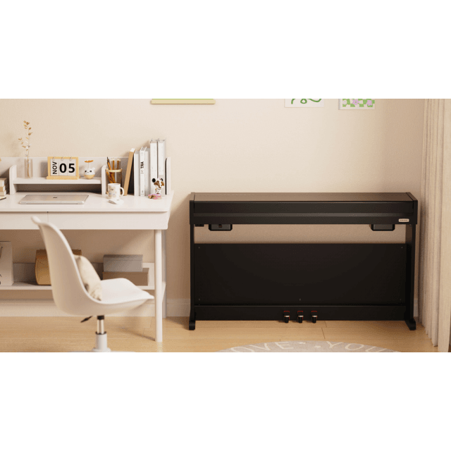 Digital piano with cabinet and triple sensor hammer action keyboard - black