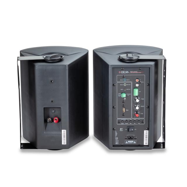 Wall-Mount 2-Way Active+Passive Speaker Set - Black