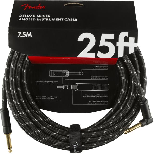 Deluxe Series Instrument Cable Straight/Angle 25' (7,5 m)  Black Tweed