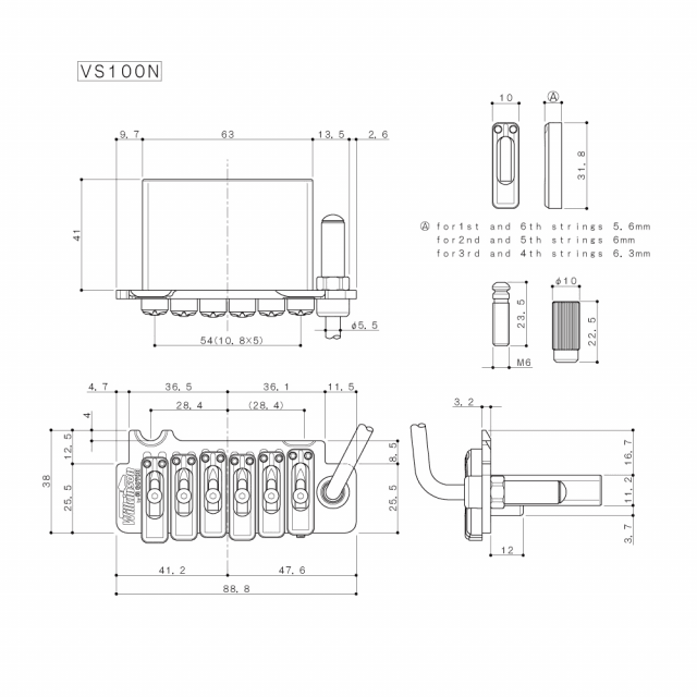 Tremolo Bridge for Electrical Guitar (Left)