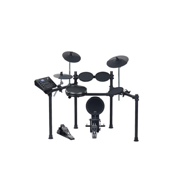 Compact and elegant electronic Drum with 1 Snare MESH, 3 Tom, 1 Crash and 1 Hi-Hat all with 2 Zones and a 3 Zone Ride.