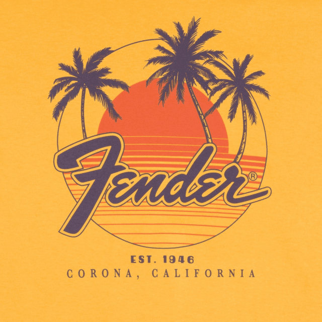 Fender® Palm Sunshine Unisex T-Shirt, Marigold, S
