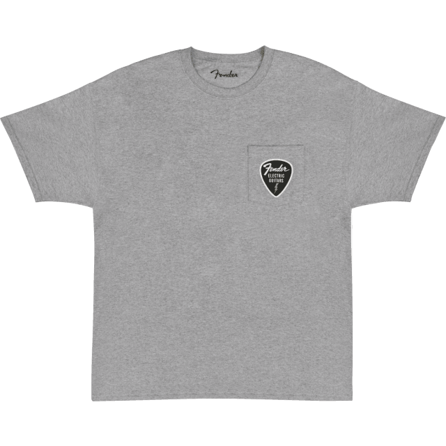 T-shirt fender pick patch pocket tee, athletic grey, XL