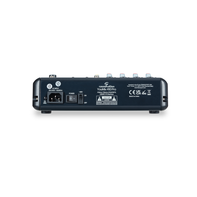 6-Channel Mixing Console with 4 Mono and 1 Stereo Channels, 24-bit 99 Effect, USB/BT, PC Interface