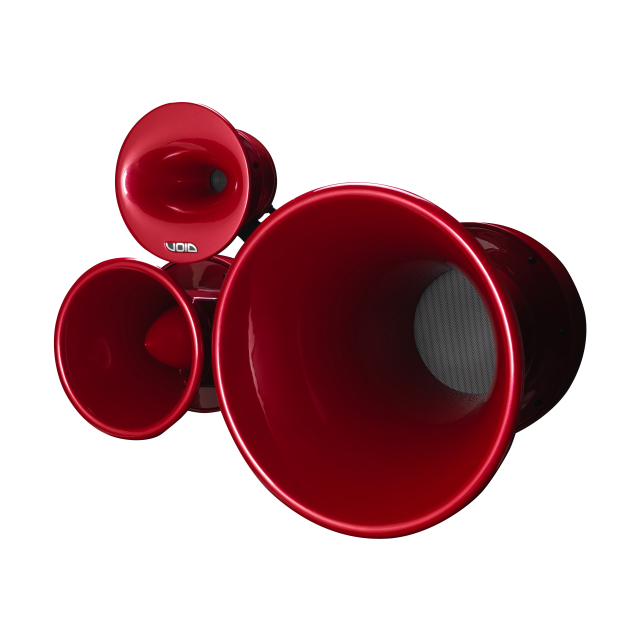 Three-way passive design speaker with 12“, 8” and 1.5” (red)