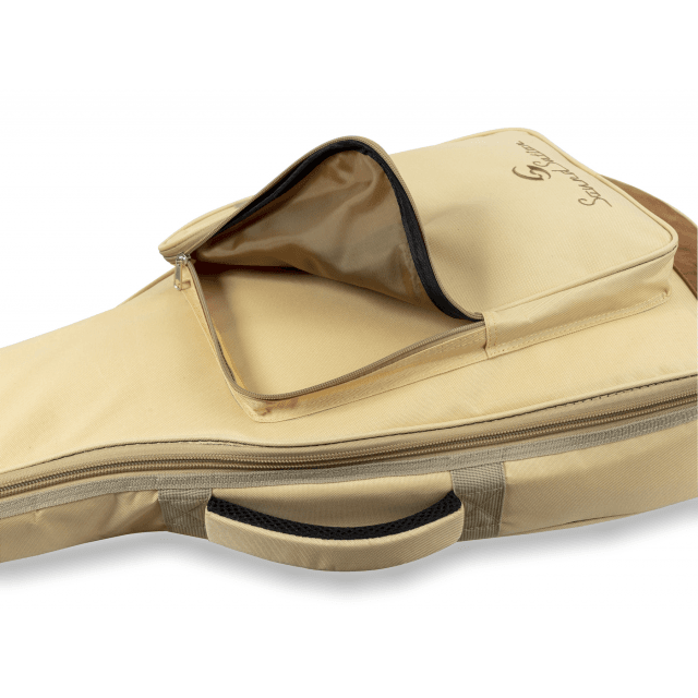 Electric bass bag with suede leather inserts