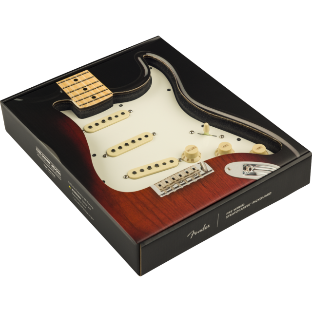 Fender Pre-Wired Strat Pickguard, Pure Vintage '65 w/RWRP Midde, Parchment 11 Hole PG