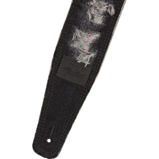 Tracolla in denim strappato Fender® x Wrangler®, Black