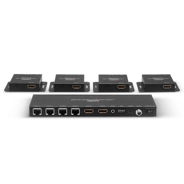 4 Port 4K30 HDMI & IR Cat.6 Extender Splitter, 70m
